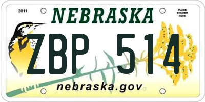 NE license plate ZBP514