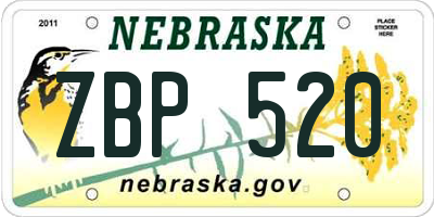 NE license plate ZBP520