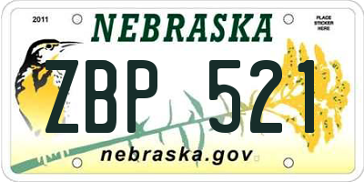 NE license plate ZBP521