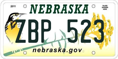 NE license plate ZBP523