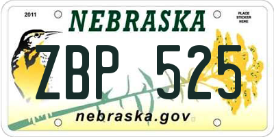 NE license plate ZBP525