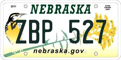 NE license plate ZBP527