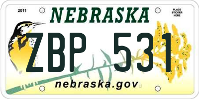 NE license plate ZBP531