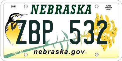 NE license plate ZBP532