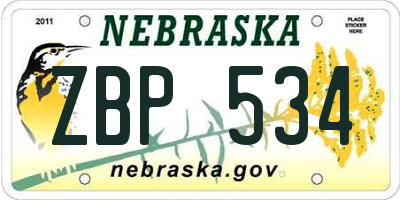 NE license plate ZBP534