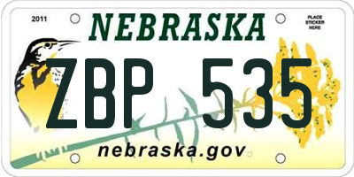NE license plate ZBP535