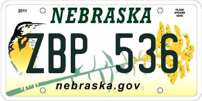 NE license plate ZBP536