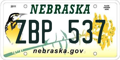 NE license plate ZBP537