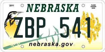 NE license plate ZBP541
