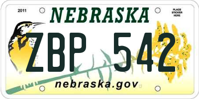 NE license plate ZBP542