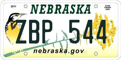 NE license plate ZBP544
