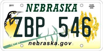 NE license plate ZBP546