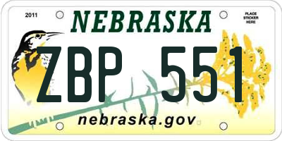 NE license plate ZBP551