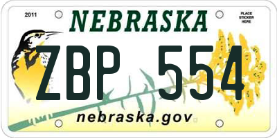 NE license plate ZBP554