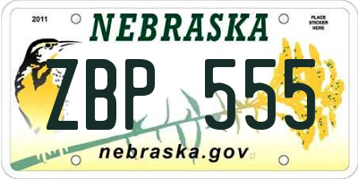 NE license plate ZBP555