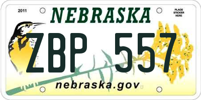 NE license plate ZBP557