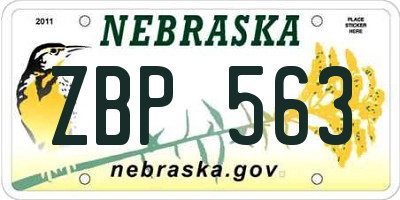 NE license plate ZBP563