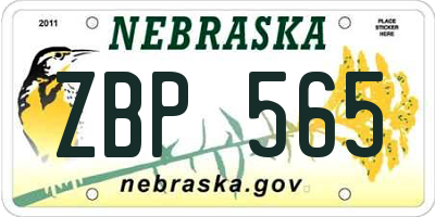 NE license plate ZBP565