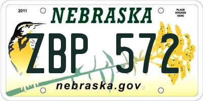 NE license plate ZBP572