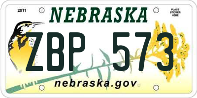 NE license plate ZBP573