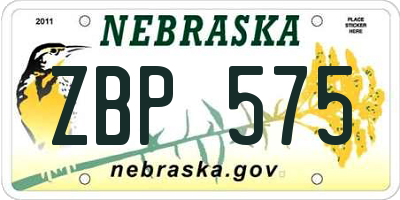 NE license plate ZBP575