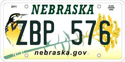 NE license plate ZBP576