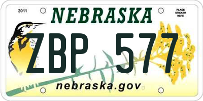 NE license plate ZBP577