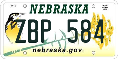 NE license plate ZBP584