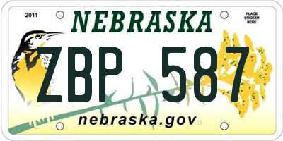 NE license plate ZBP587