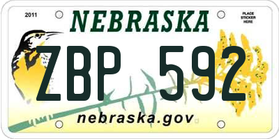 NE license plate ZBP592