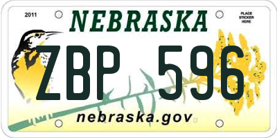 NE license plate ZBP596