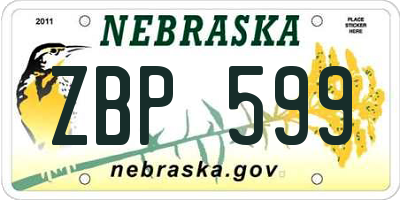NE license plate ZBP599