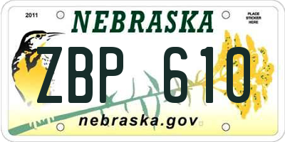 NE license plate ZBP610