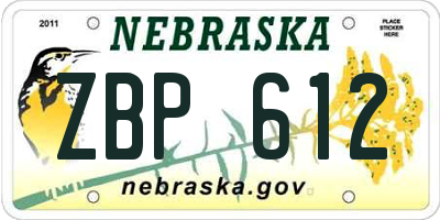 NE license plate ZBP612