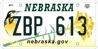 NE license plate ZBP613