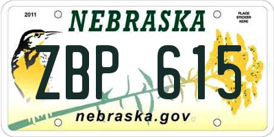 NE license plate ZBP615