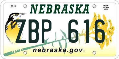 NE license plate ZBP616