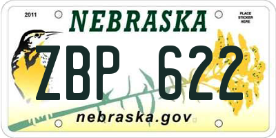 NE license plate ZBP622