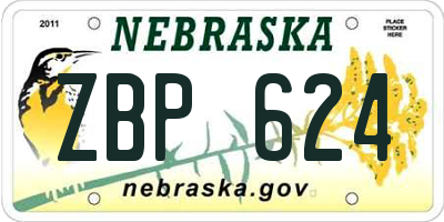 NE license plate ZBP624