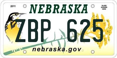NE license plate ZBP625