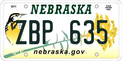 NE license plate ZBP635