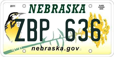 NE license plate ZBP636