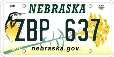 NE license plate ZBP637