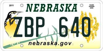 NE license plate ZBP640