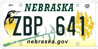 NE license plate ZBP641