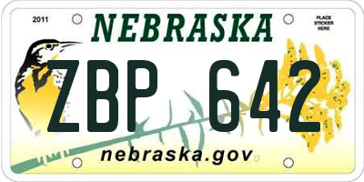 NE license plate ZBP642