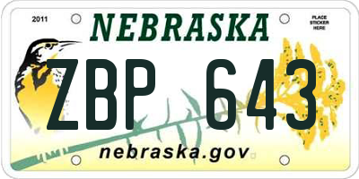 NE license plate ZBP643