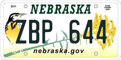 NE license plate ZBP644
