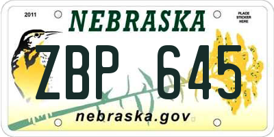 NE license plate ZBP645