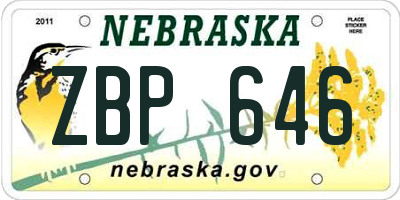 NE license plate ZBP646